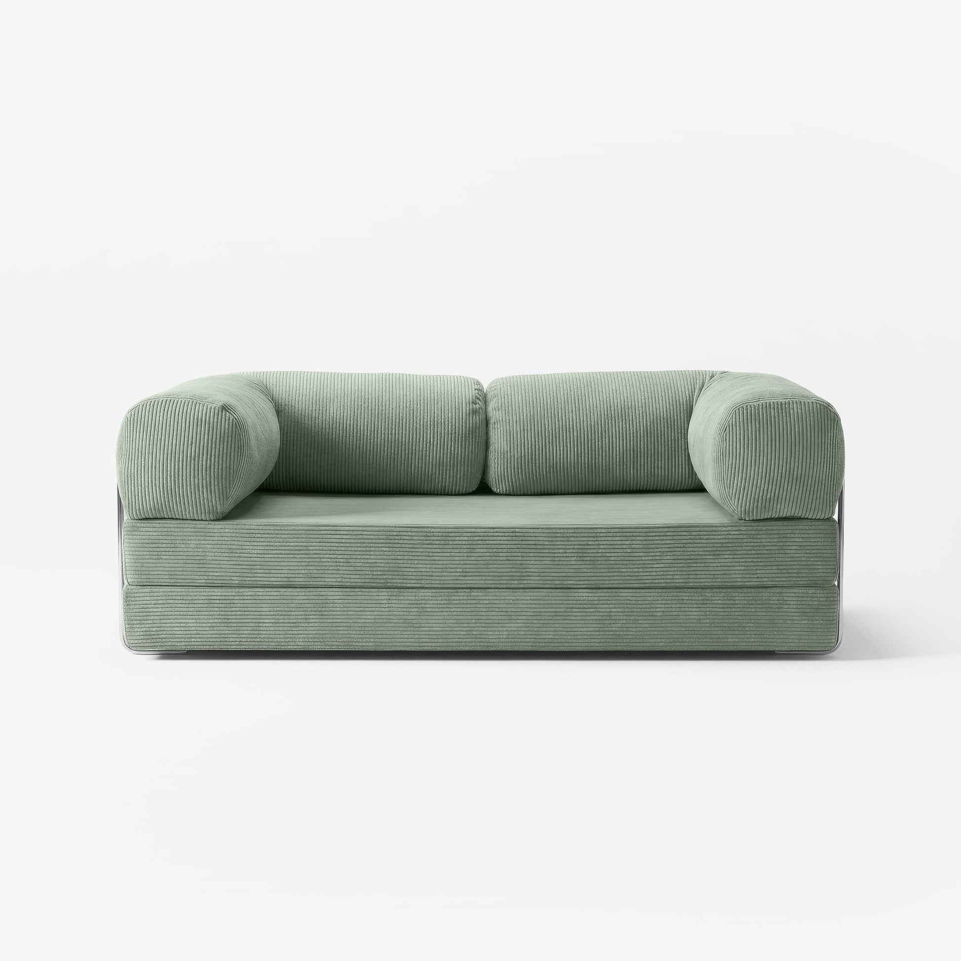 MOVIO Sofa Vert clair — canapé tissu côtelé 200 cm, design minimaliste — Homayla